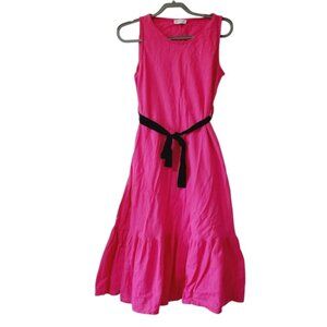 Civico 51 Italy Linen Barbie Pink Tie Waist A Line Boho Cottagecore Dress M